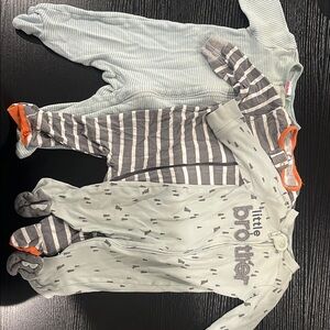 Carter's Gray and Orange Striped Footies Set